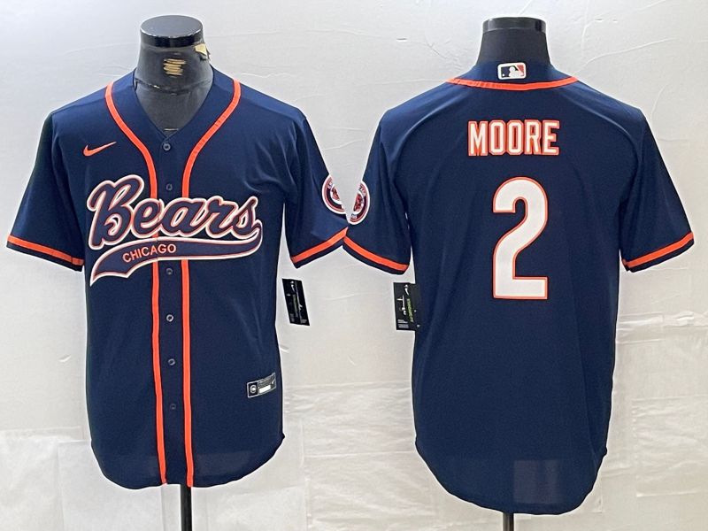 Men Chicago Bears 2 Moore Blue Joint Name 2024 Nike Limited NFL Jersey style 2